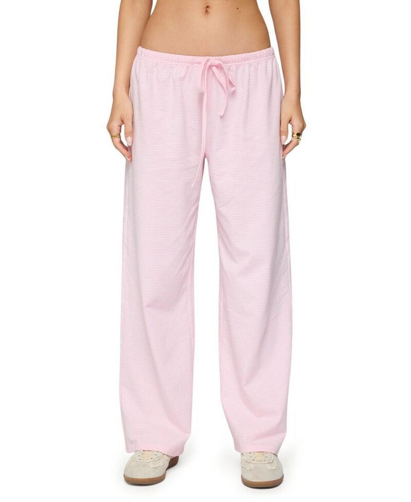 アディクテッド レディース ボトムス カジュアルパンツ プチ Edikted Petite Olivia Striped Loose Fit Pants LightPink ピンク
