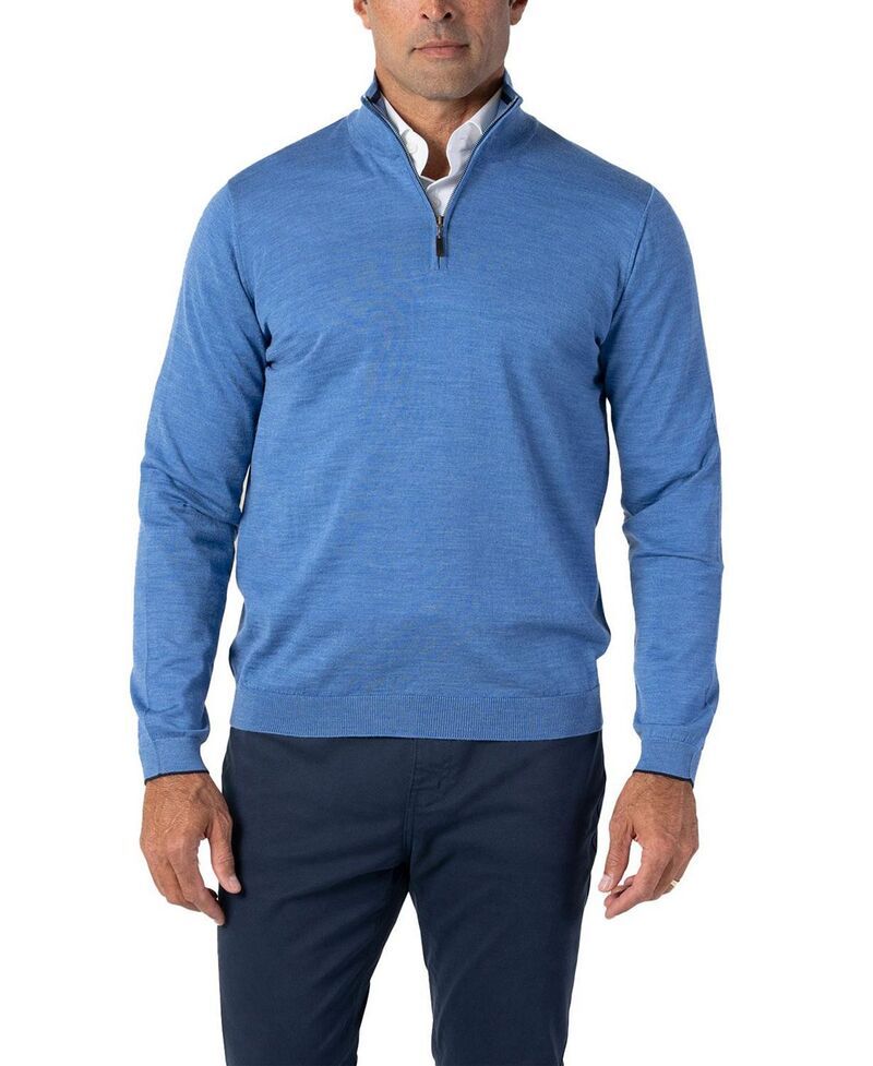 ロバート タルボット メンズ アウター ニット・セーター ハーフジップ Robertalbott Eastwood Quarter Zip Sweater Navy with Gray Tipping グレー