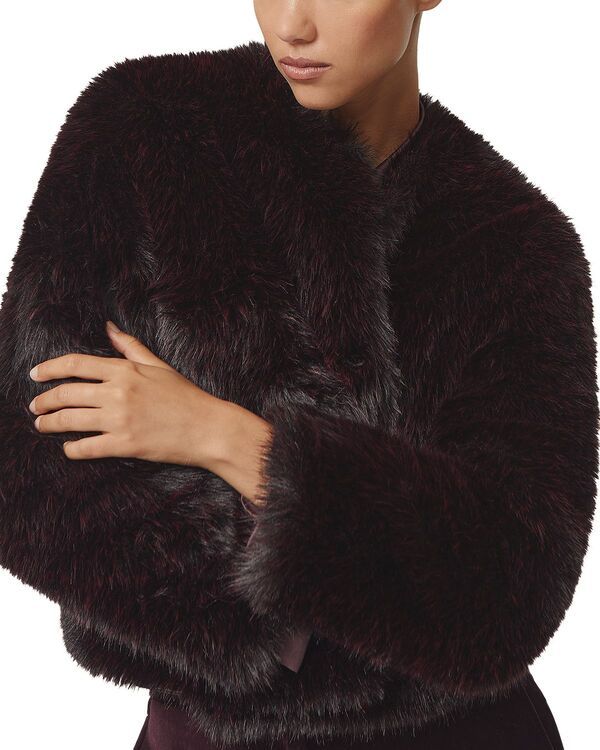 レイス レディース アウター ジャケット・ブルゾン REISS Marco Faux Fur Jacket Burgundy バーガンディ