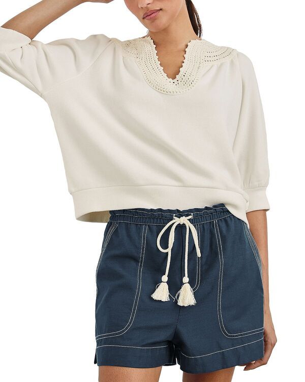 レイルズ レディース トップス シャツ Rails Mariposa Crochetrim Split Neck Top Ivory アイボリー