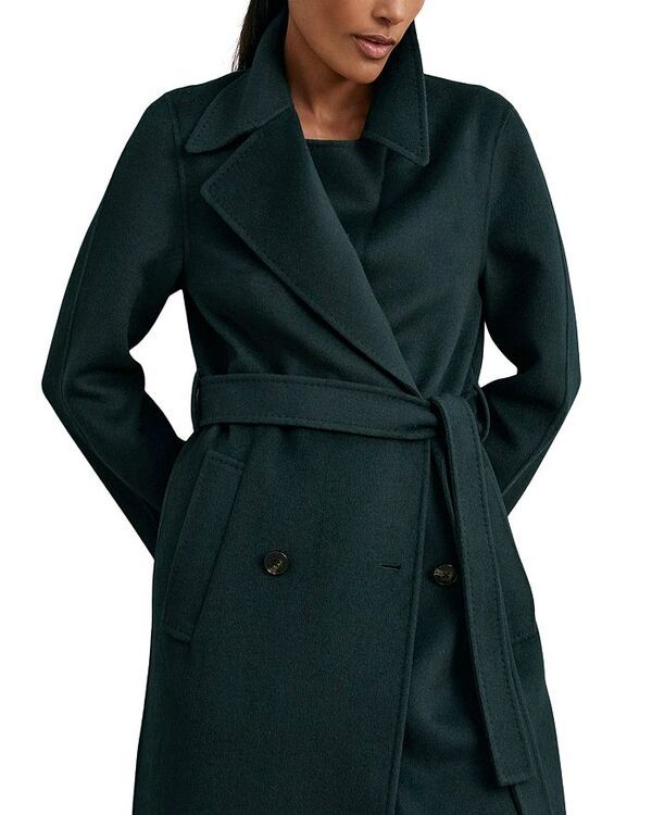 レイス レディース アウター コート プチ REISS Petite Rene Long Double Breasted Blindseam Coat Green グリーン