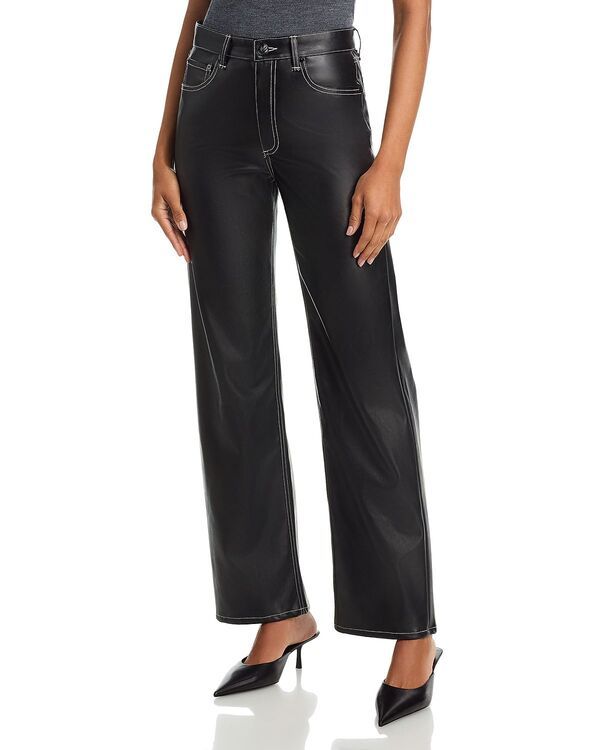ラグアンドボーン レディース ボトムス デニムパンツ ストレート レザー ジーンズ フェイクレザー rag bone Shea High Rise Faux Leather Straight Leg Jeans Black ブラック