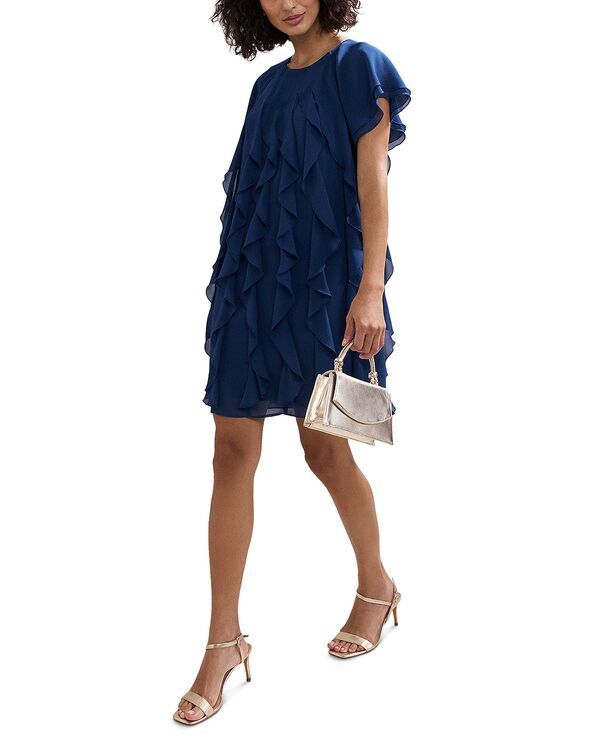 フェイズ・エイト レディース トップス ワンピース フリル ミニ Phaseight Claudette Ruffled Mini Dress Blue ブルー