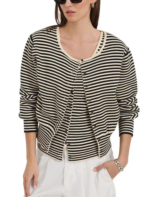 アレックスミル レディース アウター カーディガン Alex Mill Striped Louisa Cardigan CreamBlack クリーム