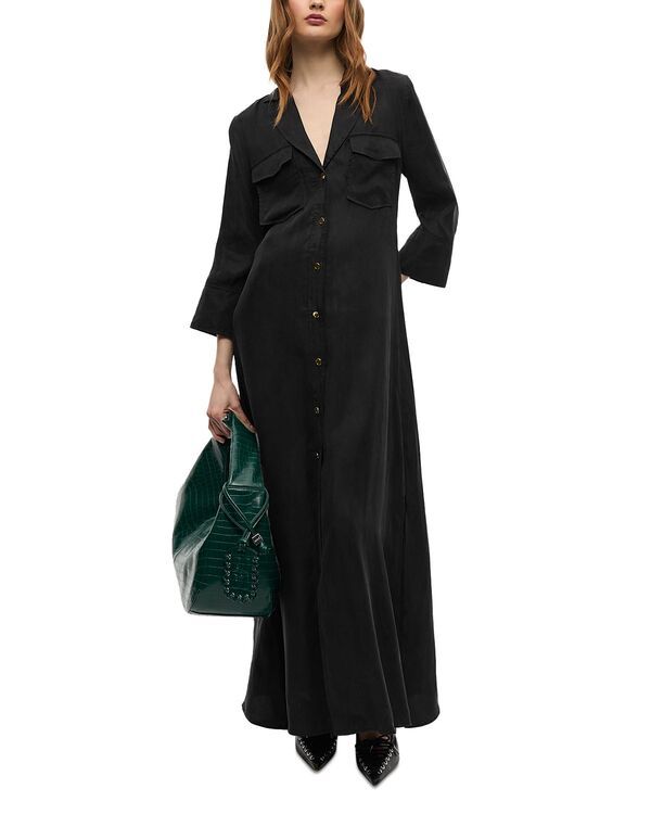 ガニー レディース トップス ワンピース マキシ GANNI Fluid Maxi Dress Black ブラック