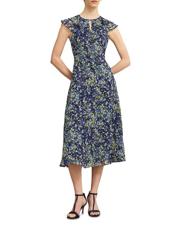ホッブスロンドン レディース トップス ワンピース フラワー柄 プリント フラワー HOBBS LONDON Dawn Ditsy Floral Print Dress Blue Multi ブルー