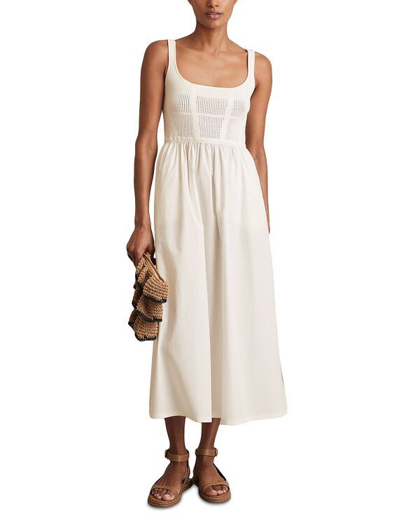 レイス レディース トップス ワンピース ミディ コットン ニット REISS Kori Knit Cotton Mix Midi Dress Ivory アイボリー 44,070円