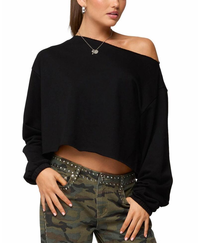 アディクテッド レディース アウター パーカー・スウェット シャツ Edikted Aveline Off Shoulder Light Sweatshirt Black ブラック