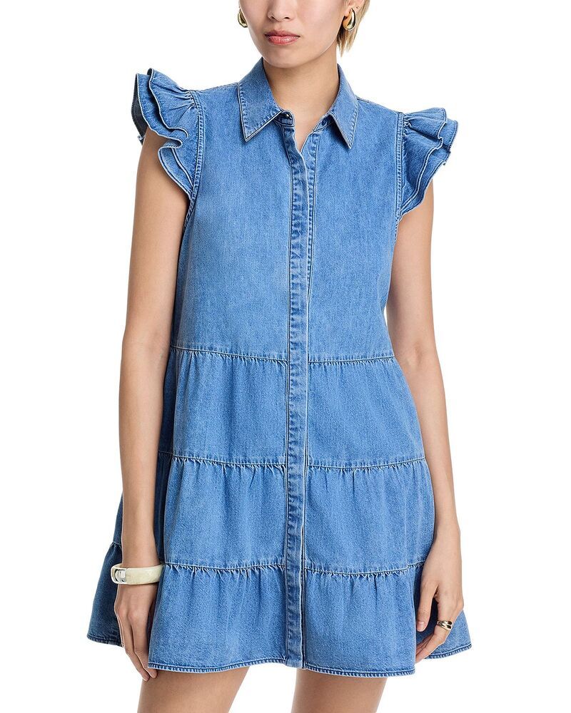 アリスアンドオリビア レディース トップス ワンピース ティアード ミニ デニム Alice and Olivialice and Oliva Jem Denim Tiered Mini Dress Light Chambray デニム