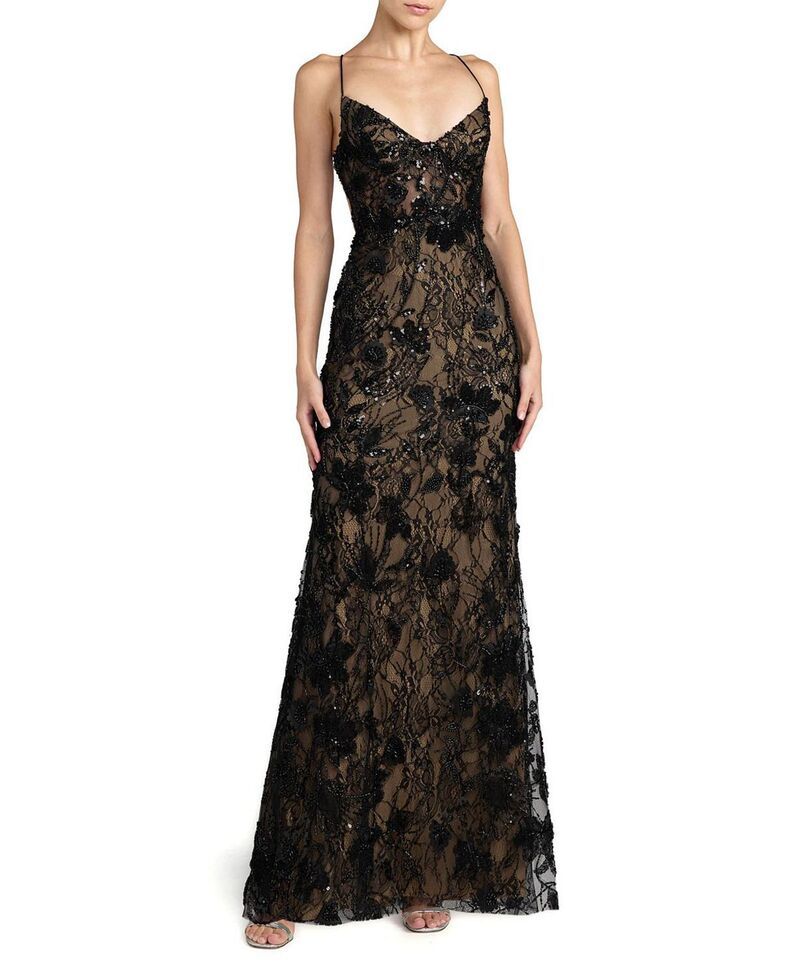 マックダガル レディース トップス ワンピース オープンバック フラワー柄 ノースリーブ 刺繍 フラワー Mac Duggal Floral Embroidered Sleeveless Open Back Gown Black Nude ブラック