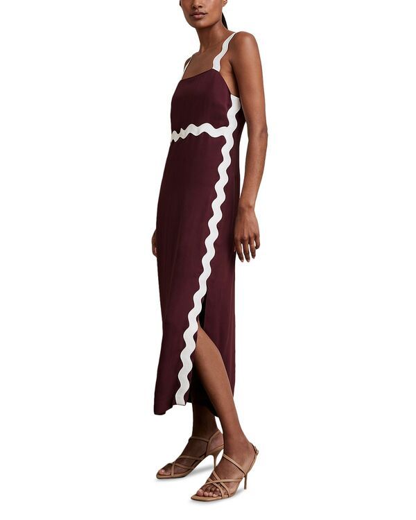 レイス レディース トップス ワンピース ミディ REISS Asher Wave Craft Midi Dress Burgundy バーガンディ 44,070円