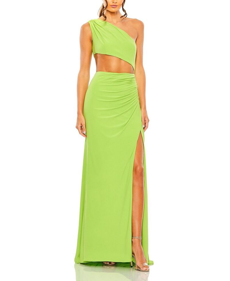 マックダガル レディース トップス ワンピース カットアウト ギャザー Mac Duggal Cut Out One Shoulderuched Back Gown Springreen グリーン