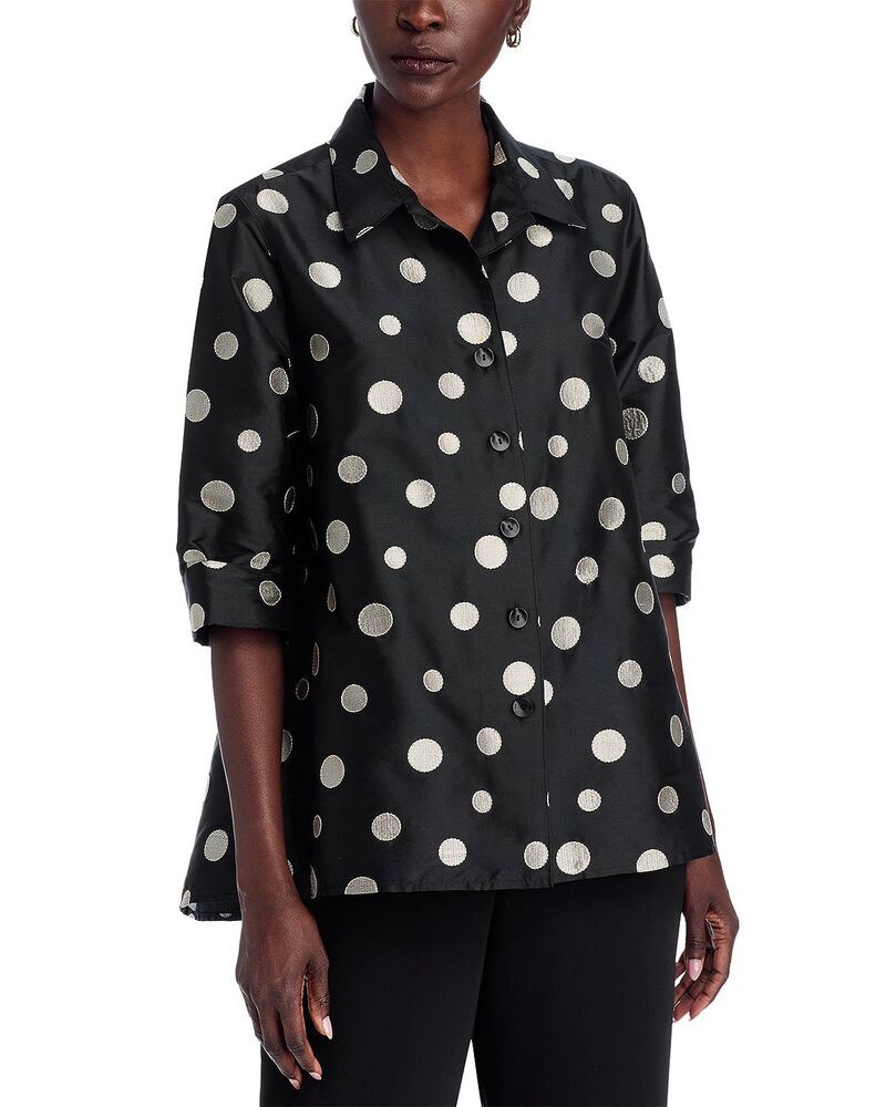 キャロライン ローズ レディース トップス シャツ Caroline Rose Button Front Shirt Ivory Black アイボリー