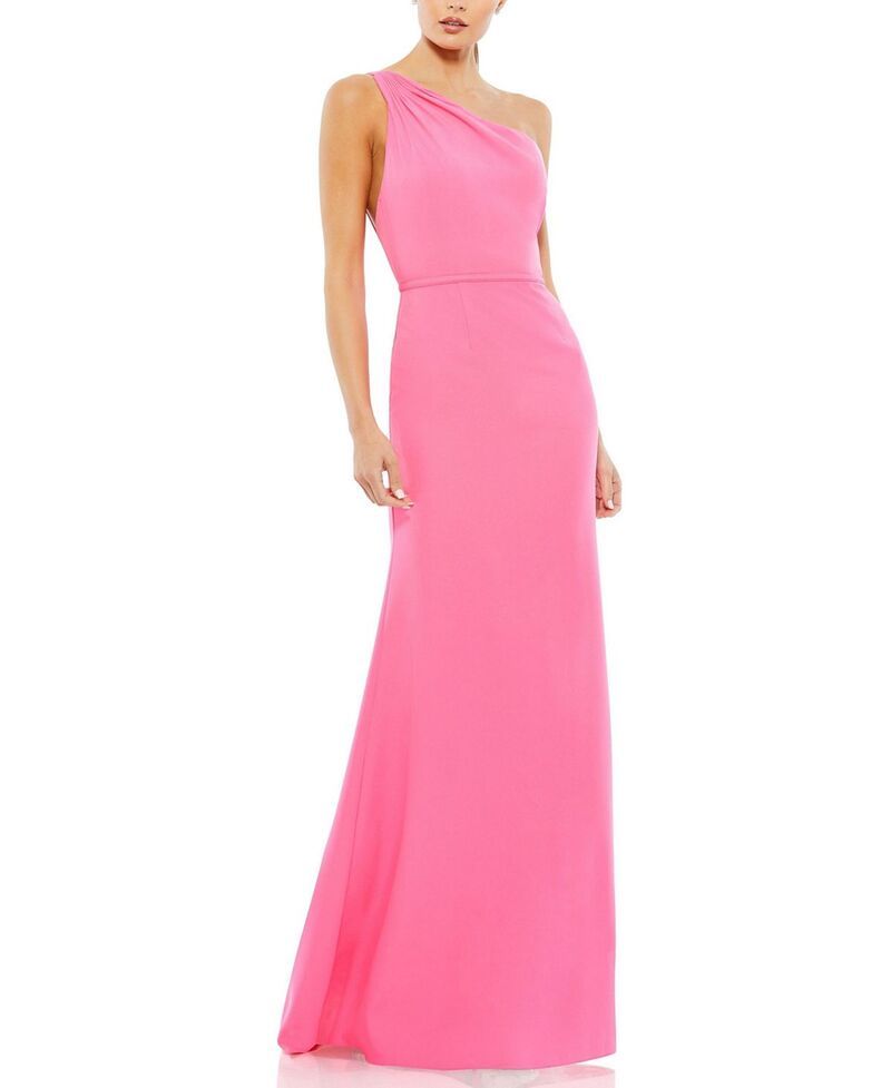 マックダガル レディース トップス ワンピース ジャージー Mac Duggal One Shoulder Jersey Mermaid Gown Hot Pink ピンク