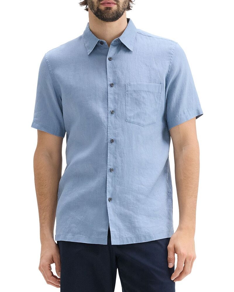 セオリー レディース トップス シャツ 半袖 リネン Theory Irving ShortSleeve Shirt in Relaxed Linen Rainstorm