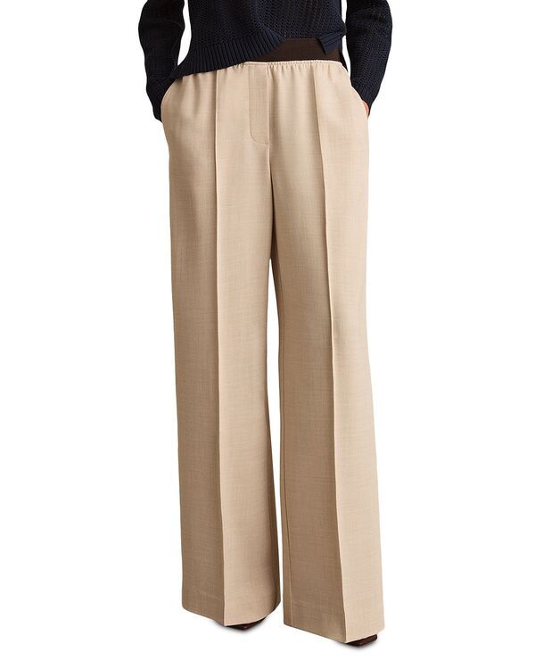 レイス レディース ボトムス カジュアルパンツ ワイドレッグ REISS Wilde Wide Leg Pants Neutral