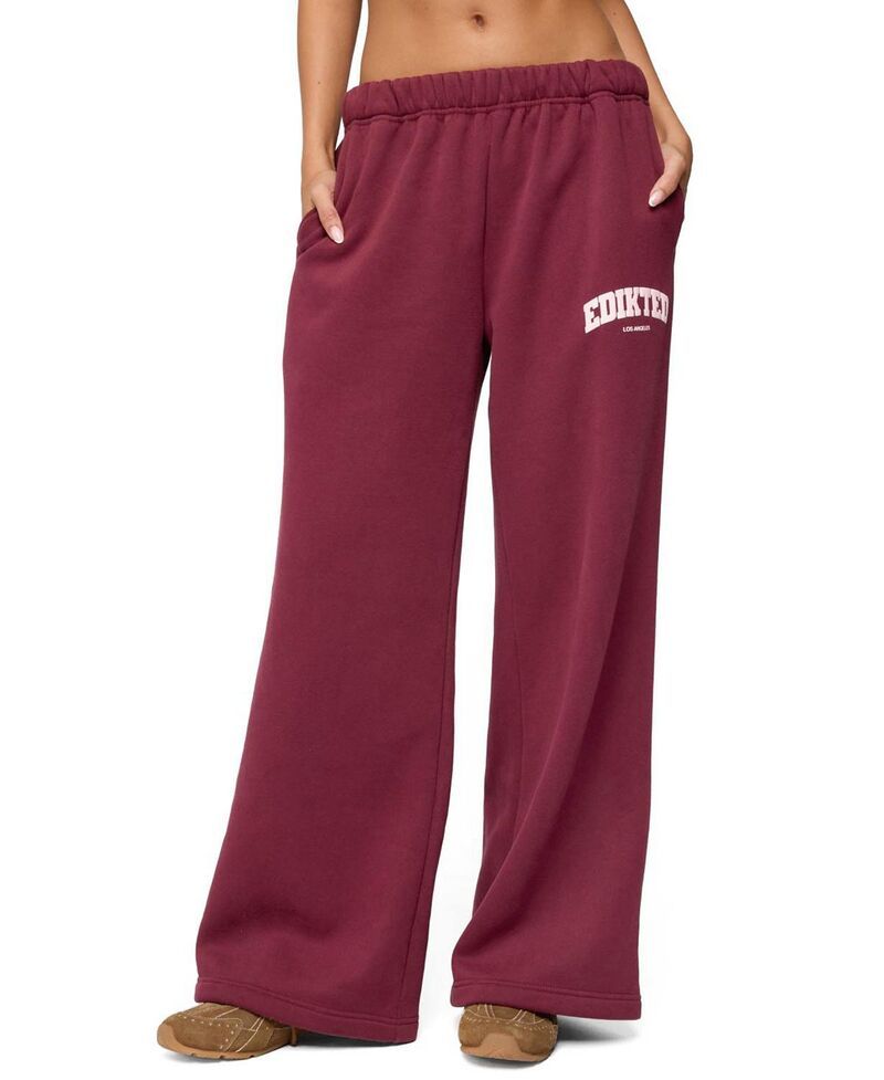 アディクテッド レディース ボトムス カジュアルパンツ スウェットパンツ Edikted LA Sweatpants Burgundy バーガンディ