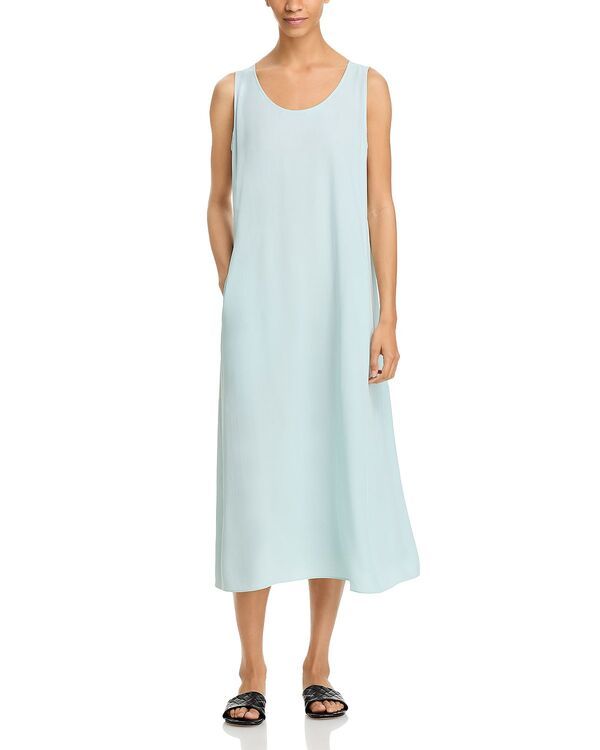 エイリーンフィッシャー レディース トップス ワンピース ミディ シルク Eileen Fisher Silk Scoop Neck Midi Dress Clearwater