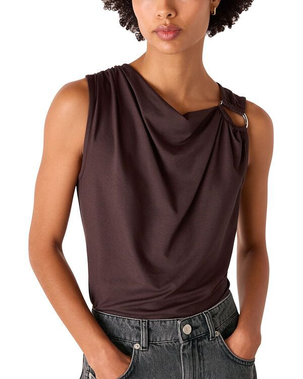 ホイッスルズ レディース トップス シャツ ノースリーブ Whistles Ring Detail Sleeveless Top Brown ブラウン