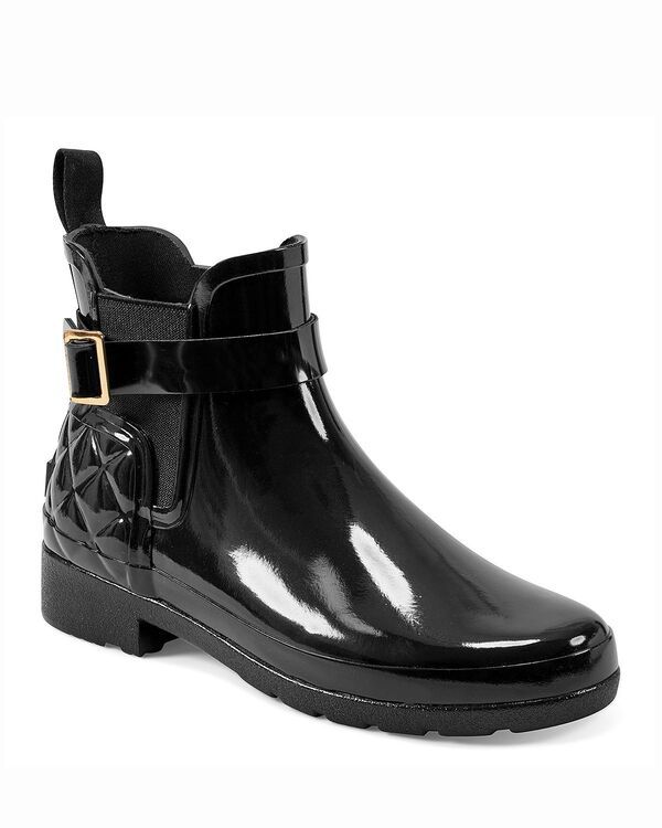 ハンター レディース シューズ ブーツ・レインブーツ チェルシーブーツ キルティング チェルシー Hunter Womens Refined Quilted Rubber Chelsea Boots Black ブラック