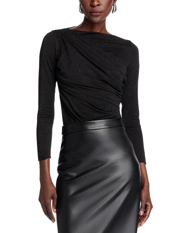 チアラ ボニ プティ ローブ レディース トップス シャツ ドレープ Chiara Boni La Petite Robe Draped Long Sleeve Top Black ブラック