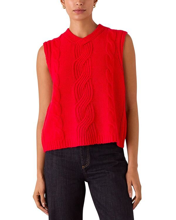 ホイッスルズ レディース アウター ニット・セーター ノースリーブ Whistles Cable Knit Sleevelessweatered レッド