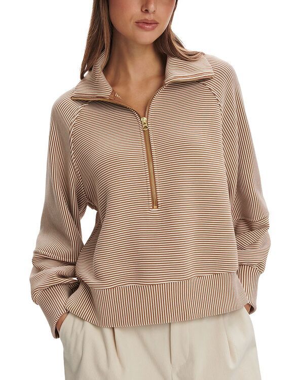 バーレイ レディース アウター パーカー・スウェット ハーフジップ シャツ Varley Milano Half Zip Sweatshirt Golden Brown ブラウン