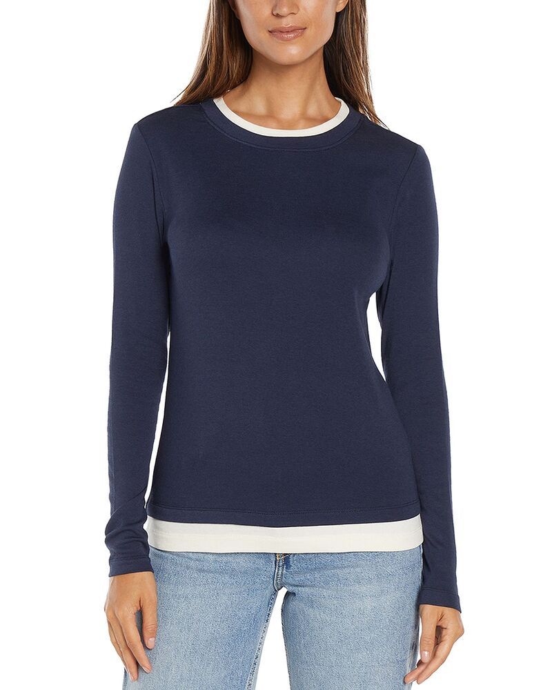 スリードッツ レディース トップス Tシャツ Three Dots Veronica Layered Long Sleeve Tee Navy ネイビー