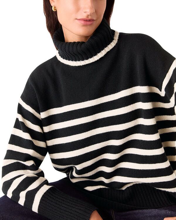 ホイッスルズ レディース アウター ニット・セーター ハイネック ウール Whistles High Neck Striped Wool Sweater BlackMulti ブラック