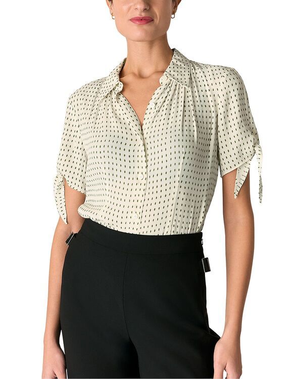 ホイッスルズ レディース トップス シャツ Whistles Oval Spotie Sleeve Shirt Khaki Multi カーキ
