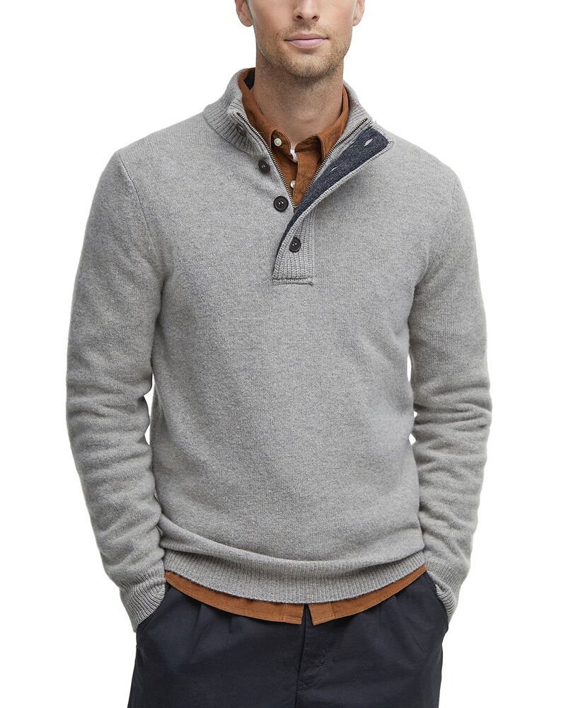 バブアー メンズ アウター ニット・セーター モックネック Barbour Elbow Patch Mock Neck Sweater Stone ストーン