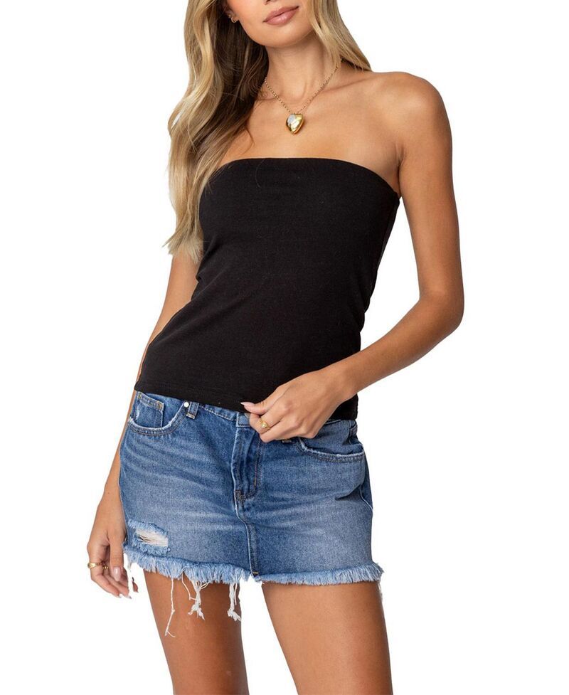 アディクテッド レディース トップス シャツ Edikted Built In Bra Tube Top Black ブラック
