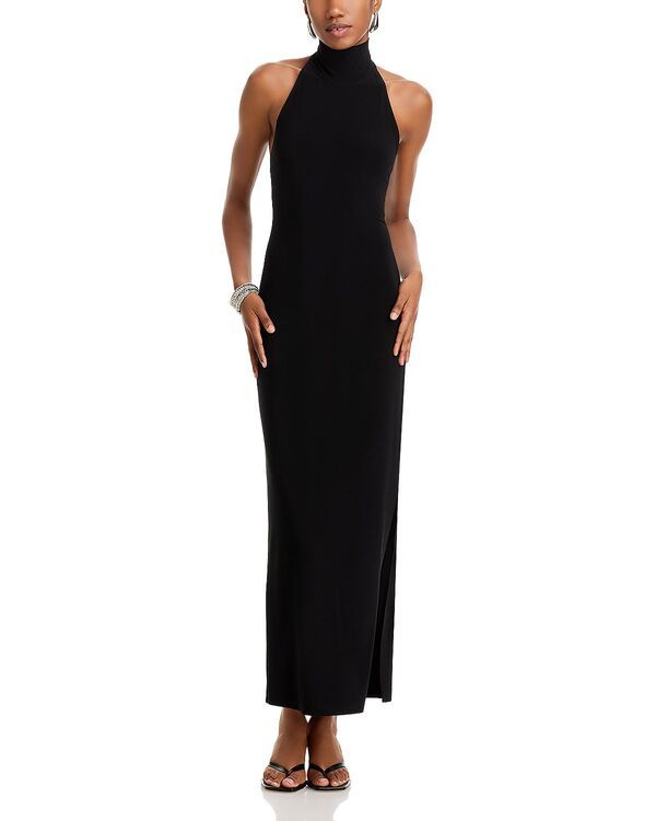 ノーマカマリ レディース トップス ワンピース サイドスリット ホルター Norma Kamali Side Slit Halter Gown Black ブラック