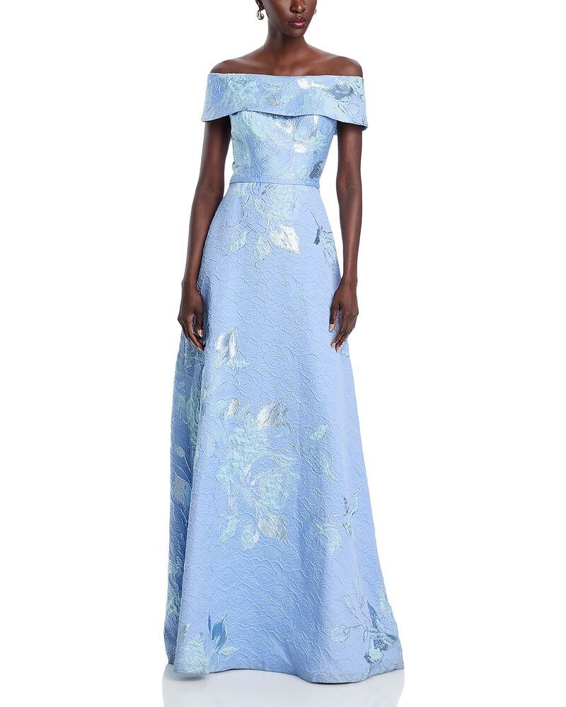 テリジョンバイリッキーフリーマン レディース トップス ワンピース フラワー柄 トール フラワー Teri Jon by Rickie Freeman OfftheShoulder Metallic Floral Jacquard Gown Peri Mult 120,900円
