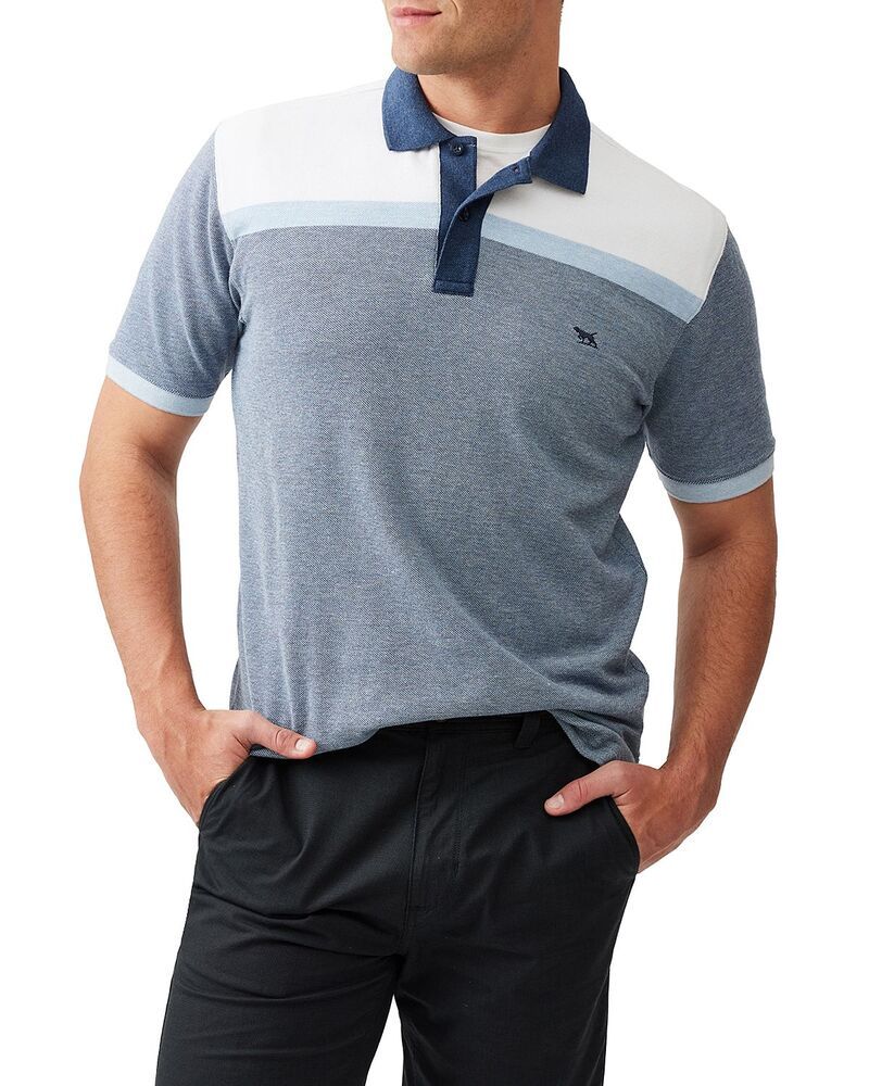ロッドアンドグン メンズ トップス ポロシャツ レギュラーフィット Rodd Gunn Whitby Color Block Regular Fit Polo Shirt Sky