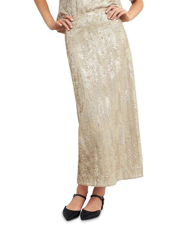 ホッブスロンドン レディース ボトムスカート スパンコール マキシ HOBBS LONDON Marlowe Limited Sequined Maxi Skirt Silver シルバー