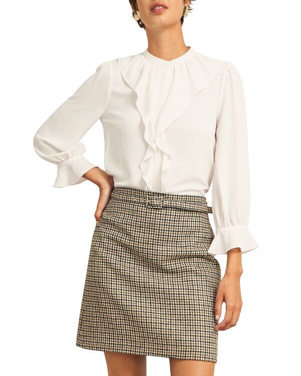 ホッブスロンドン レディース トップス シャツ フリル ブラウス HOBBS LONDON Maribella Ruffle Trim Blouse Ivory アイボリー