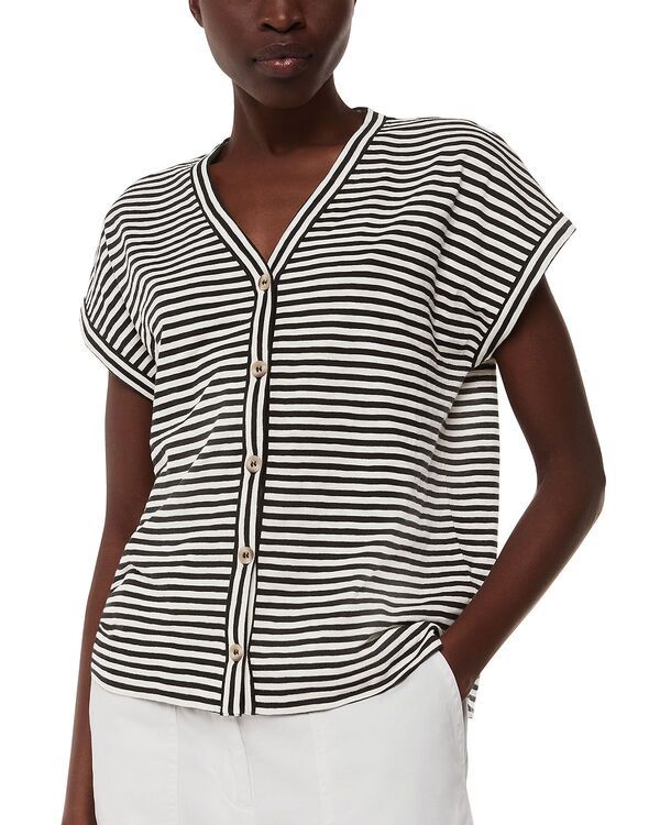 ホイッスルズ レディース トップス シャツ Whistles Jilly Stripe Button Frontop BlackMulti ブラック