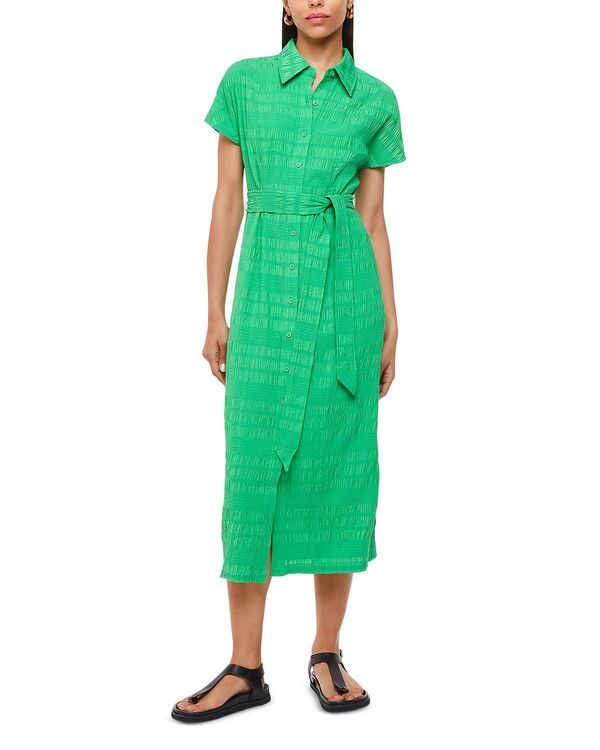 ホイッスルズ レディース トップス シャツ Whistles Millie Textured Shirt Dress Green グリーン