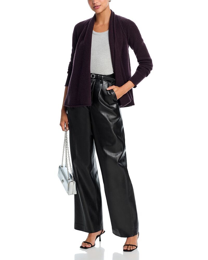 アクア レディース アウター カーディガン ドレープ AQUA 100 Cashmere Drape Front Cardigan Exclusive Dark Brown ブラウン