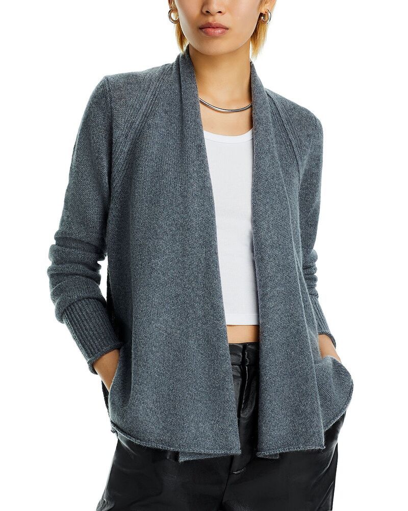 アクア レディース アウター カーディガン ドレープ AQUA 100 Cashmere Drape Front Cardigan Exclusive Medium Gray グレー