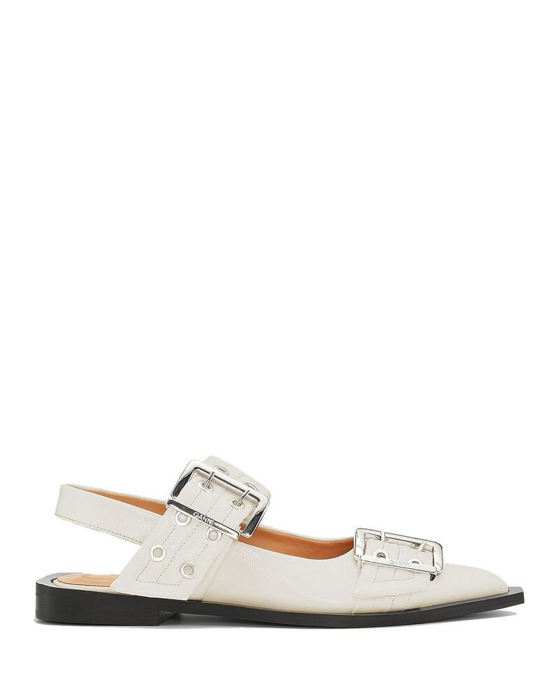 ガニー レディース シューズ パンプス ミニ GANNI Womens Feminine Buckle Slingback Ballerina Flats Egret