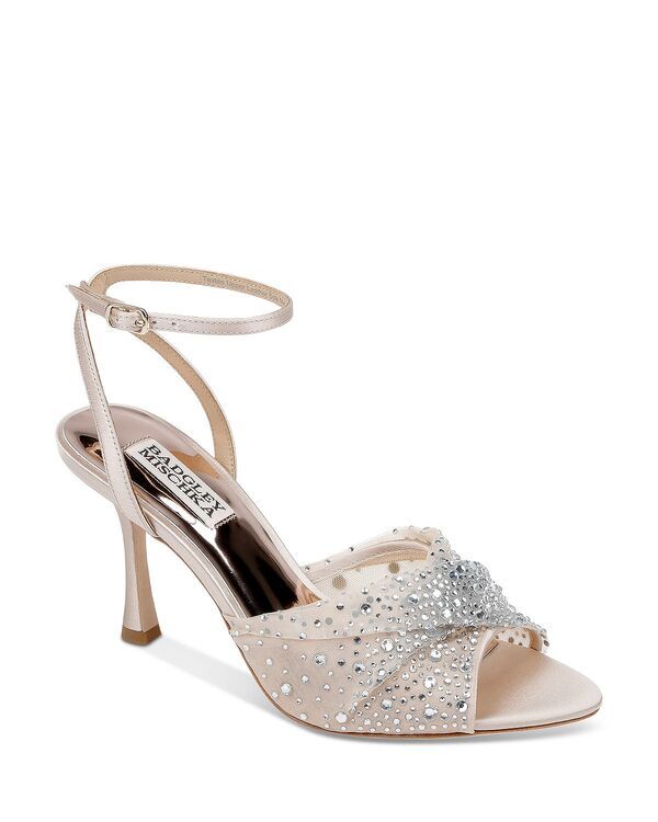 バッジェリーミシュカ レディース シューズ サンダル ヒール Badgley Mischka Womens Cameryn Pointed Toe Adorned Higheel Sandals Nude Satin