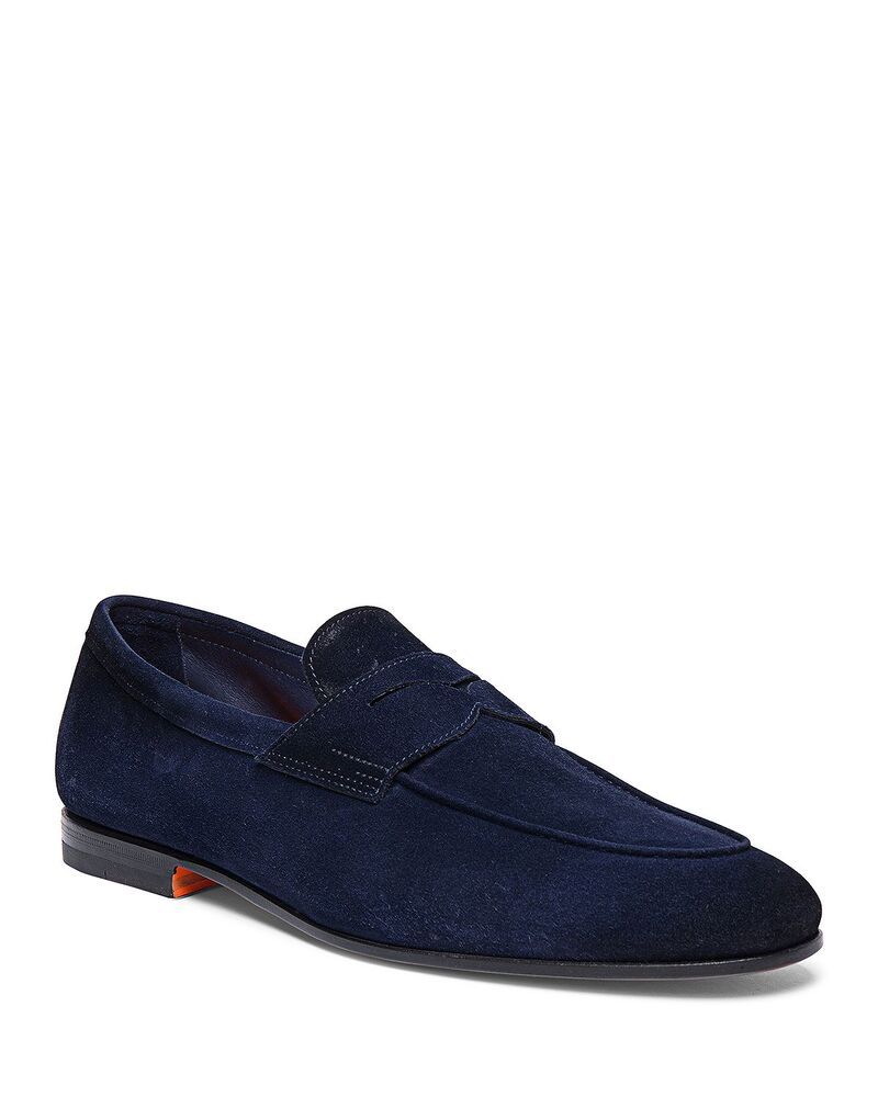 サントーニ メンズ シューズ スリッポン・ローファー スエード Santoni Carlosuede Penny Loafers Blue ブルー