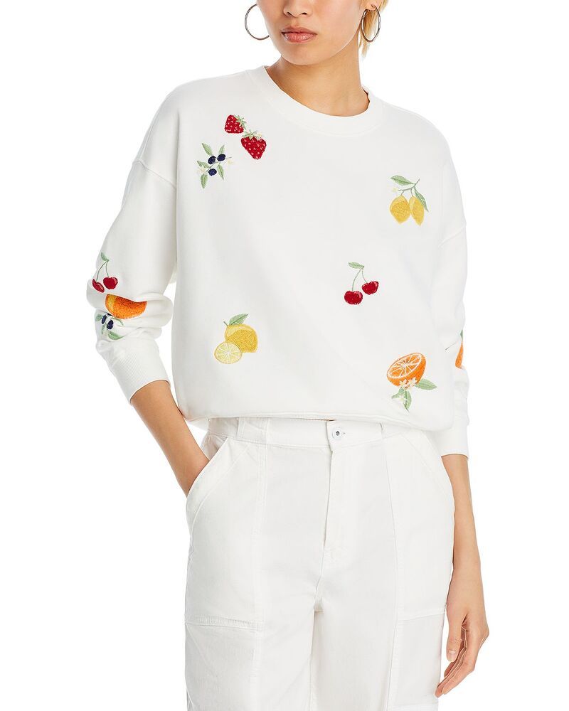 アクア レディース アウター パーカー・スウェット シャツ 刺繍 AQUA Fruit Embroidered Sweatshirt Exclusive White ホワイト