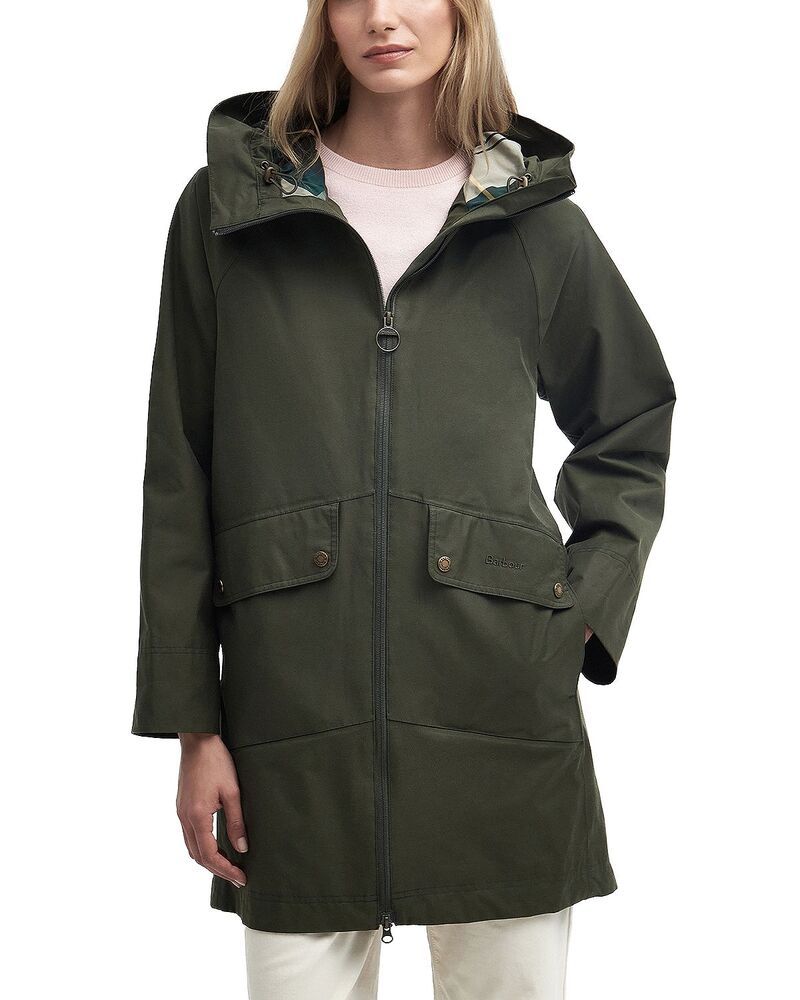 バブアー レディース アウター ジャケット・ブルゾン Barbour Heron Long Line Waterproof Jacket Olive オリーブ