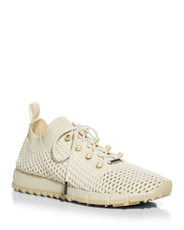 ジミーチュー レディース シューズ スニーカー ニット Jimmy Choo Womens Veles Crochet Knit Low Top Sneakers Latte