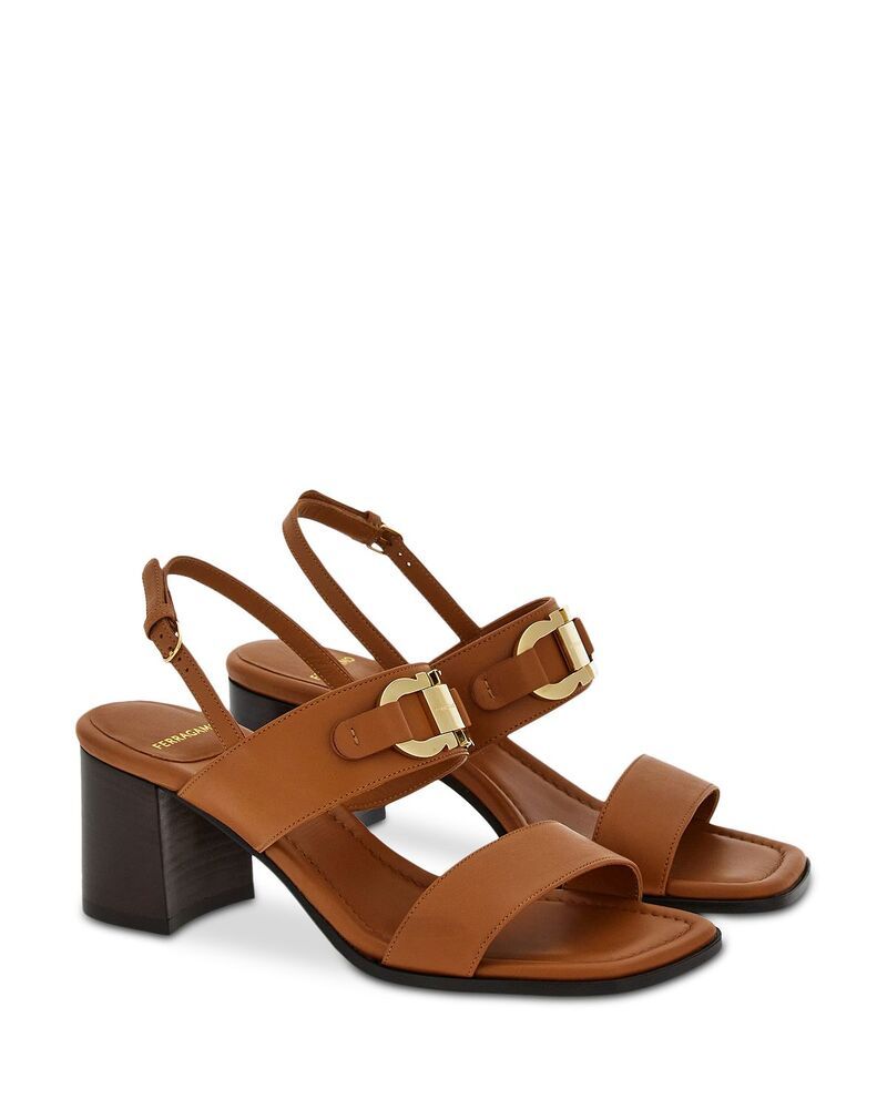 フェラガモ レディース シューズ サンダル ヒール FERRAGAMO Womens Lou Gancini Block Heel Sandals Cuoio