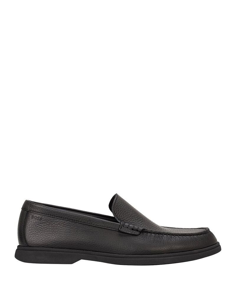 ボス メンズ シューズ スリッポン・ローファー BOSS Mensienne Slip On Moc Toe Loafers Black Leather Tonal ブラック