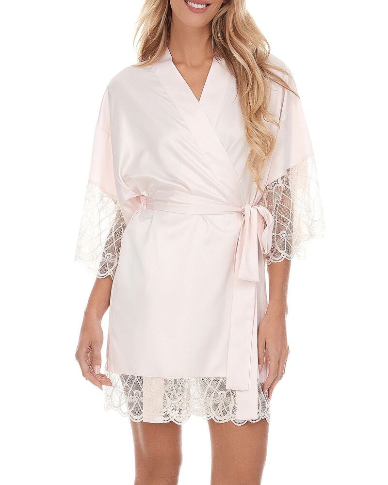 フローラニクルーズ レディース アンダーウェア ナイトウェア サテン Flora Nikrooz Gabby Satin Kimono Robe Pink ピンク